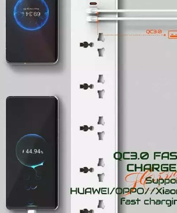 چند راهی برق پنج سوکت، دو یو اس بی و یک تایپ سی الدنیو LDNIO SC5319 5 Port + 3 USB Power Socket Plug Extension Wall Charger