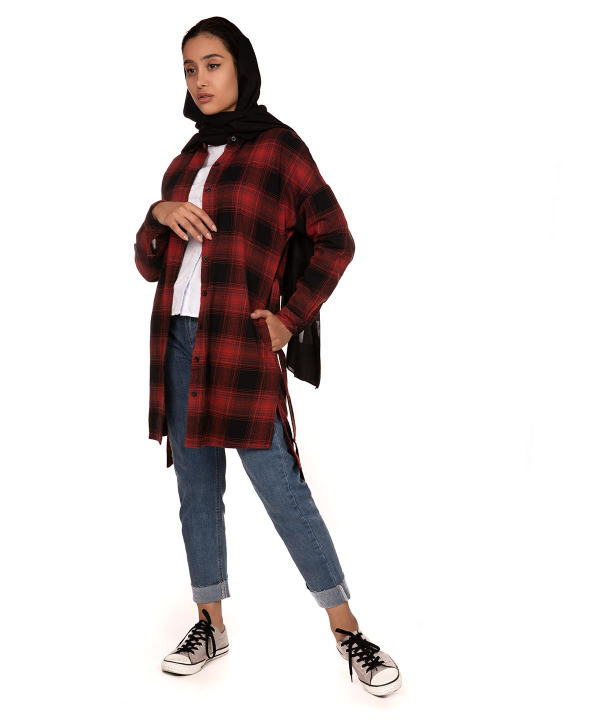 مانتو زنانه کوتاه چهارخانه جین وست Jeanswest