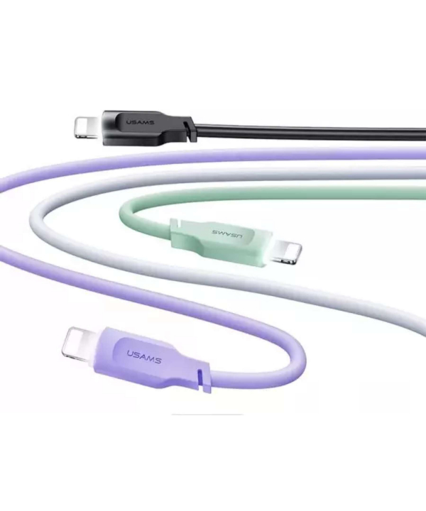 کابل شارژ سریع لایتنینگ ال ای دار 1.2 متری یوسامز USAMS US-SJ565 USB to Lightning fast charging cable 2.4A