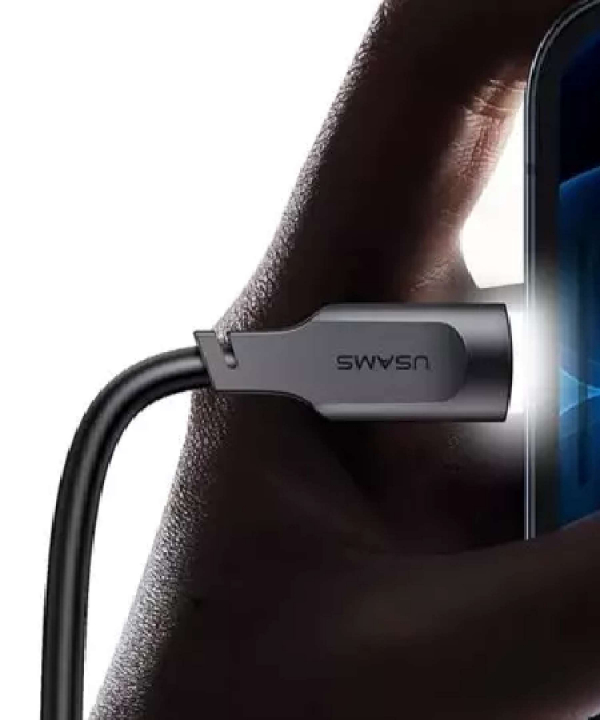 کابل شارژ سریع لایتنینگ ال ای دار 1.2 متری یوسامز USAMS US-SJ565 USB to Lightning fast charging cable 2.4A