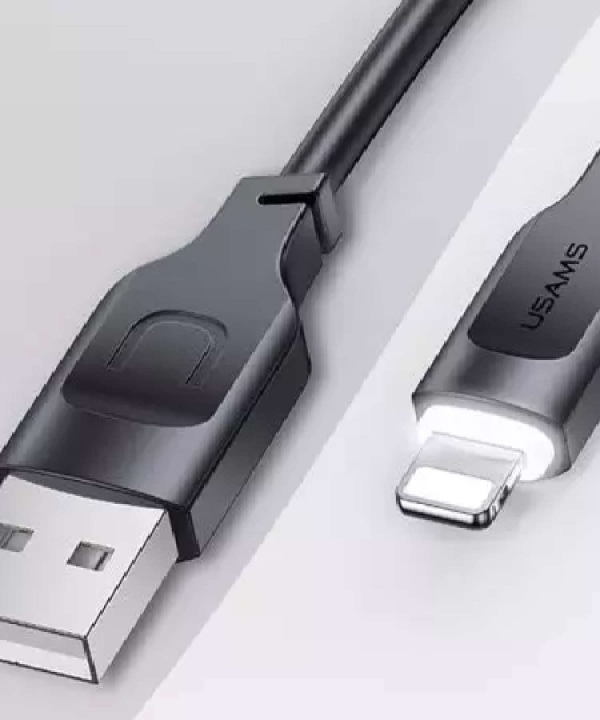کابل شارژ سریع لایتنینگ ال ای دار 1.2 متری یوسامز USAMS US-SJ565 USB to Lightning fast charging cable 2.4A