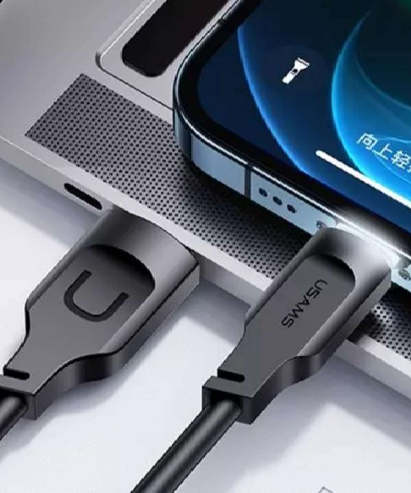 کابل شارژ سریع لایتنینگ ال ای دار 1.2 متری یوسامز USAMS US-SJ565 USB to Lightning fast charging cable 2.4A