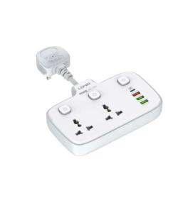 چند راهی برق دو سوکت و چهار پورت شارژ گوشی موبایل الدنیو LDNIO SC2413 Universal Power Strip