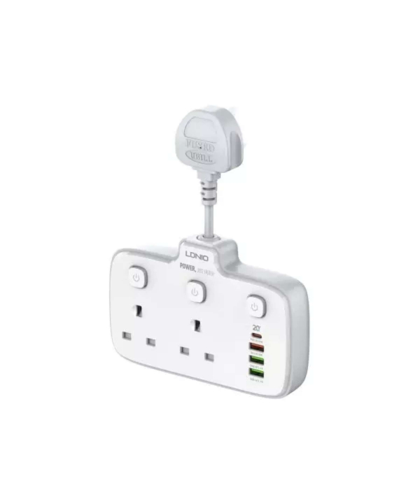 چند راهی برق دو سوکت و چهار پورت شارژ گوشی موبایل الدنیو LDNIO SC2413 Universal Power Strip