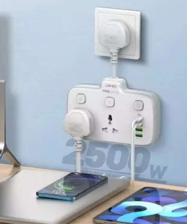 چند راهی برق دو سوکت و چهار پورت شارژ گوشی موبایل الدنیو LDNIO SC2413 Universal Power Strip
