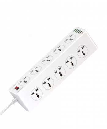 چندراهی برق 10 سوکت، 5 یواس بی و 1 تایپ ‎سی الدنیو Ldnio Power Strip 2500W 2m UK Plug SC10610