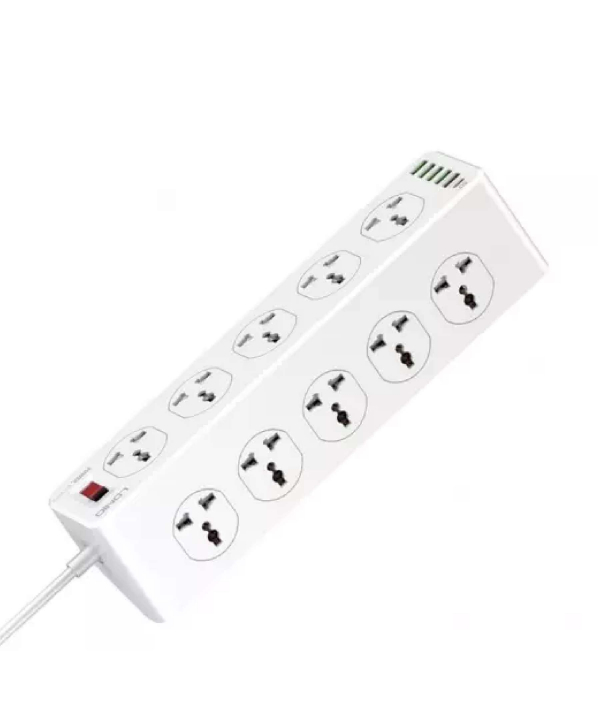 چندراهی برق 10 سوکت، 5 یواس‌بی و 1 تایپ‌‎سی الدنیو Ldnio Power Strip 2500W 2m UK Plug SC10610