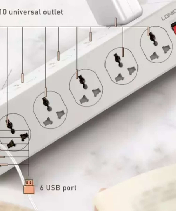 چندراهی برق 10 سوکت، 5 یواس‌بی و 1 تایپ‌‎سی الدنیو Ldnio Power Strip 2500W 2m UK Plug SC10610