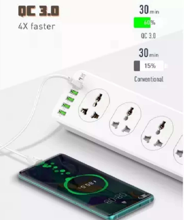 چندراهی برق 10 سوکت، 5 یواس‌بی و 1 تایپ‌‎سی الدنیو Ldnio Power Strip 2500W 2m UK Plug SC10610