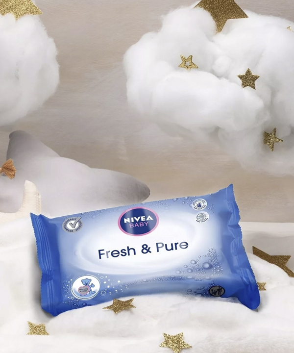 دستمال مرطوب کودک نیوا Nivea مدل fresh & pur بسته 63 عددی
