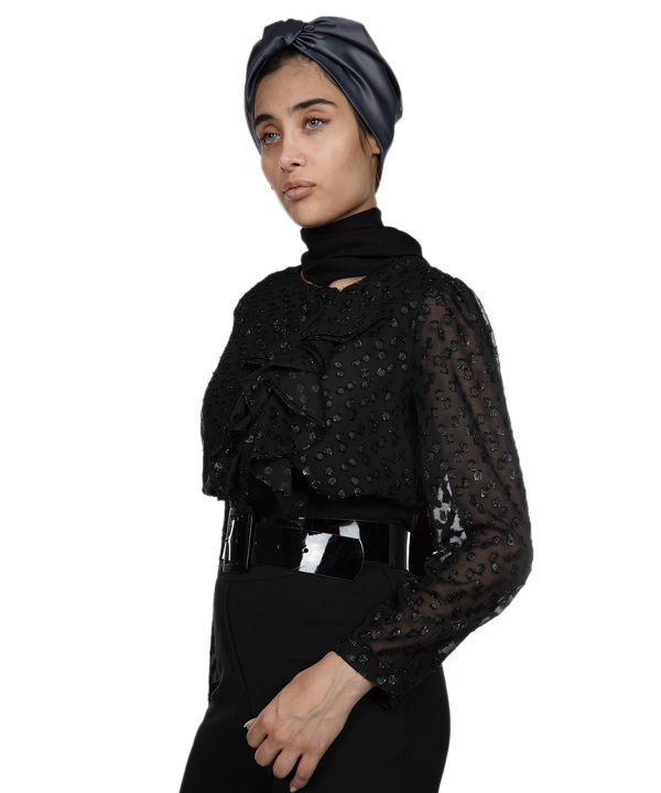 بلوز زنانه مجلسی مشکی گردیه Gordye