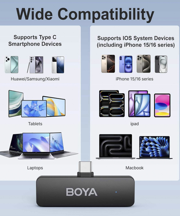 میکروفون یقه ای بی سیم بویا مدل V4U رابط Type C