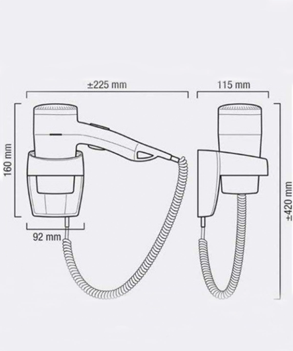 سشوار دیواری والرا Valera سری Executive 1200 Super مدل 554.02/038A