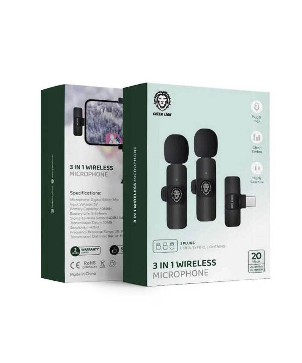 میکروفون یقه ای بی سیم گرین لاین مدل 3in1