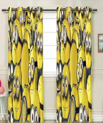 پرده نوپه هوم Nope Home مدل مخمل پانچی طرح minion's سایز 140x280