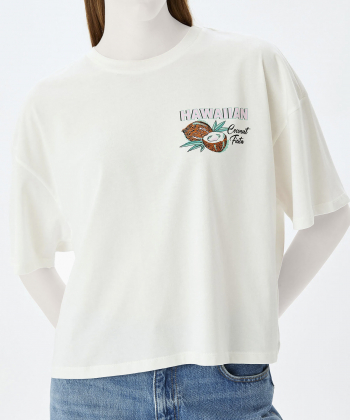 تیشرت آستین کوتاه نخی زنانه کوتون مدل 5SAL10244IK