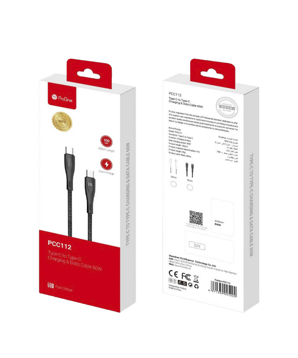 کابل تبدیل Type C به Type C پرووان مدل PCC112 طول 1 متر