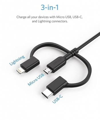کابل تبدیل 3in1 انکر مدل PowerLine A8436 طول 0.9 متر