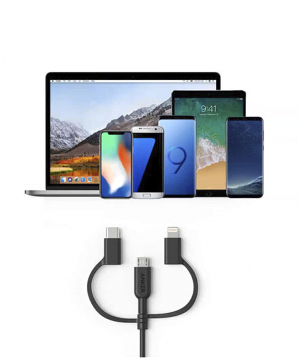 کابل تبدیل 3in1 انکر مدل PowerLine A8436 طول 0.9 متر