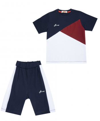 ست تیشرت و شلوارک نخی پسرانه مادر مدل ma135K