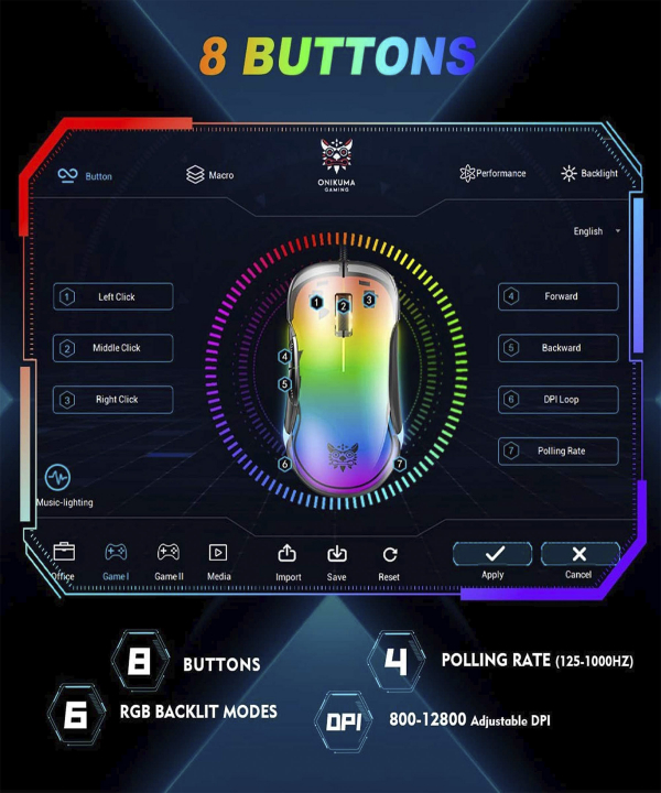 ماوس گیمینگ با سیم اونیکوما مدل CW925 RGB