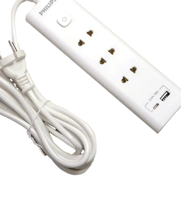 محافظ برق 3تایی فیلیپس به همراه USB مدل CHP4330WB کابل 3 متری