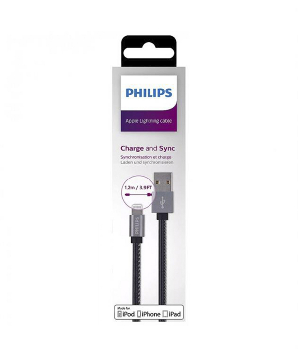 کابل تبدیل USB به LIGHTNING فیلیپس مدل DLC2508 طول 1.2 متر