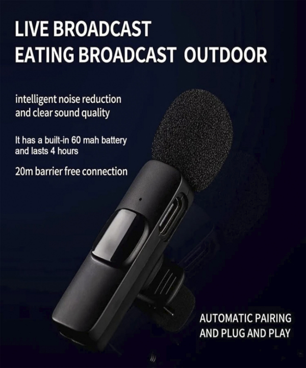 میکروفون یقه ای بی سیم دو میکروفونه مدل K9 با رابط Lightning
