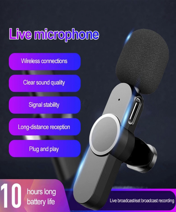 میکروفون یقه ای بی سیم دو میکروفونه مدل K9 با رابط Lightning