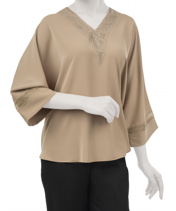 شومیز پلی استر آستین کوتاه زنانه فلاویا مدل AM-W1314785BL