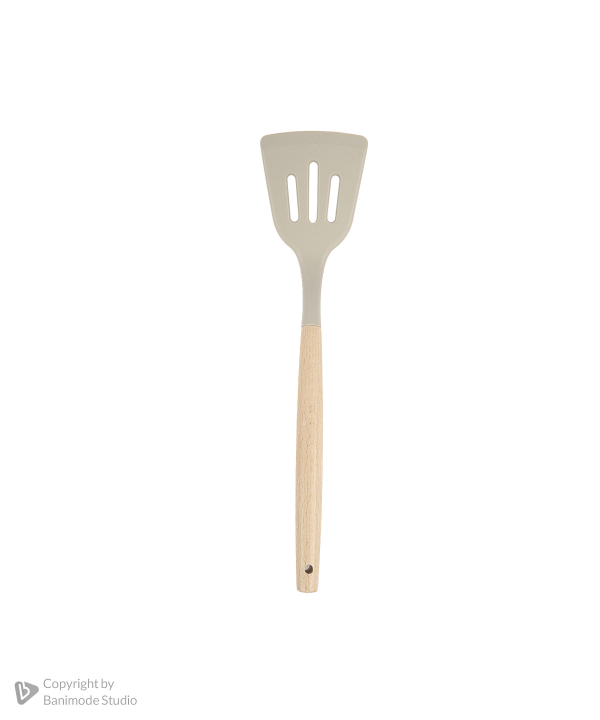 ست کفگیر و ملاقه سیلیکونی کیچن ویر kitchen ware با دسته بامبو سری 12 عددی