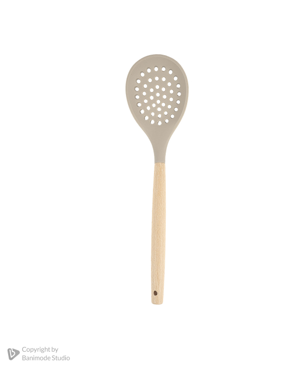 ست کفگیر و ملاقه سیلیکونی کیچن ویر kitchen ware با دسته بامبو سری 12 عددی