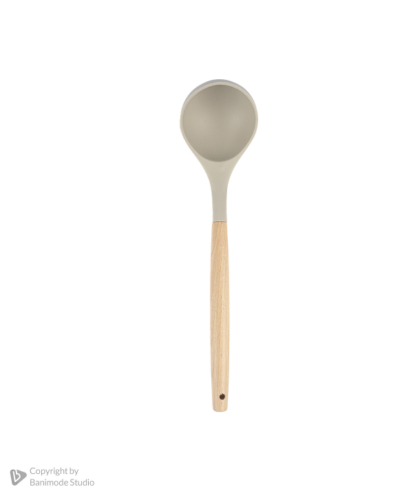 ست کفگیر و ملاقه سیلیکونی کیچن ویر kitchen ware با دسته بامبو سری 12 عددی