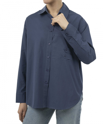 شومیز نخ پنبه آستین بلند زنانه فلاویا مدل AM-W1314786BL