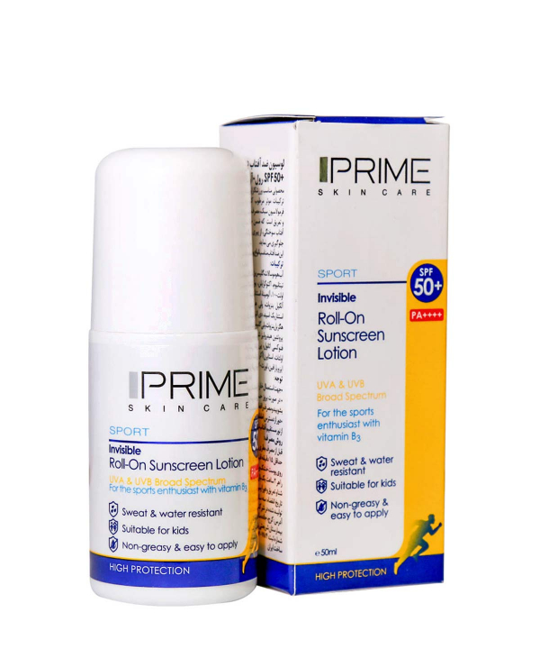 لوسیون رولی ضد آفتاب فاقد رنگ پریم Prime با +SPF50 حجم 50 میلی‌لیتر