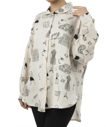 شومیز نخی آستین بلند زنانه نارین مد مدل 702