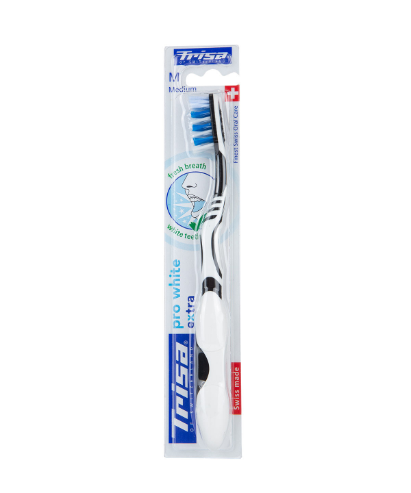 مسواک با برس متوسط تریزا Trisa مدل Extra White