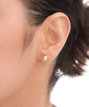 گوشواره طلا مینا کاری قلب پلین سفید پرسته Parasteh کد 534475