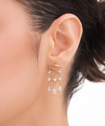 گوشواره طلا تک لنگه نگین دار روشا پرسته Parasteh کد 536868