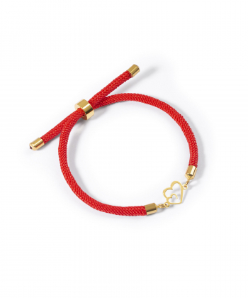 دستبند طلا بافت دو قلب پرسته Parasteh کد 533196