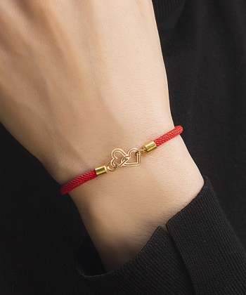 دستبند طلا بافت دو قلب پرسته Parasteh کد 533173