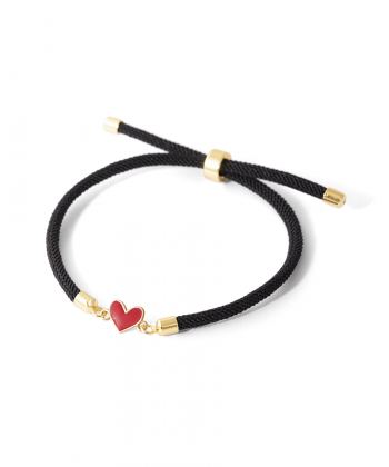 دستبند طلا بافت قلب مینا کاری قرمز پرسته Parasteh کد 455914