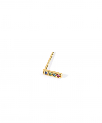 گوشواره طلا تک لنگه مستطیل نگین دار پرسته Parasteh کد 536842