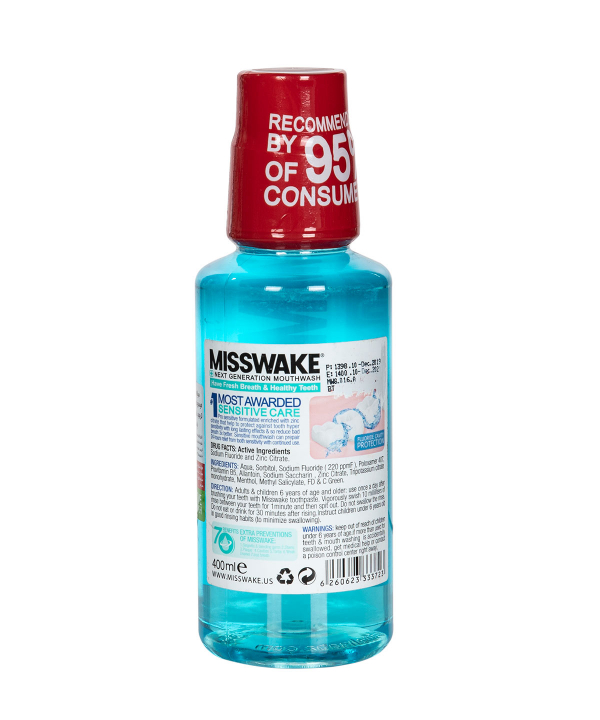 دهان‌شویه میسویک Misswake مدل Sensitive Care حجم 400 میلی‌لیتر