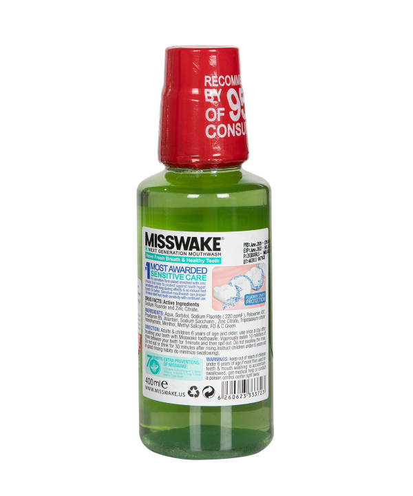 دهان‌شویه میسویک Misswake مدل Sensitive Care حجم 400 میلی‌لیتر