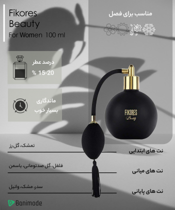 ادوپرفیوم زنانه فیکورس Fikores مدل Beauty حجم 100 میلی لیتر
