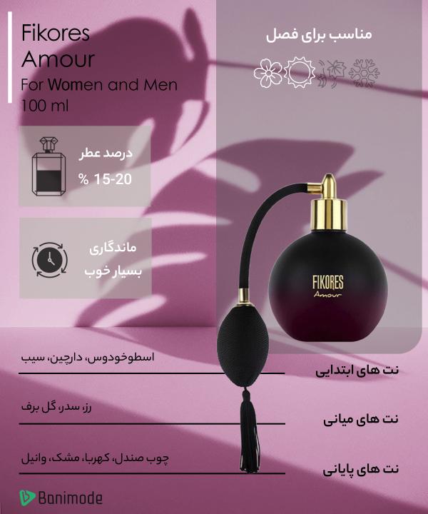 ادوپرفیوم فیکورس Fikores مدل Amour حجم 120 میلی‌لیتر