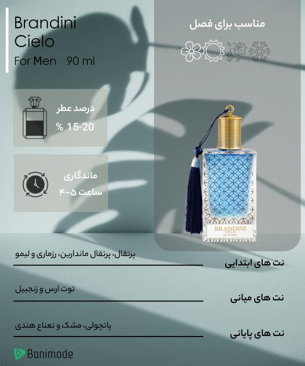 ادوپرفیوم مردانه برندینی Brandini مدل Cielo حجم 90 میلی‌لیتر