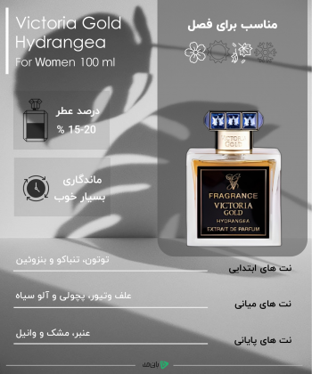 ادوپرفیوم زنانه ویکتوریا گلد Victoria Gold  مدل  HYDRANGEA حجم 100 میلی لیتر