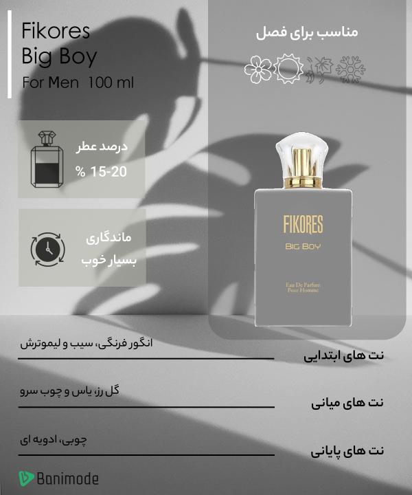 ادوپرفیوم مردانه فیکورس Fikores مدل big boy حجم 100 میلی‌لیتر